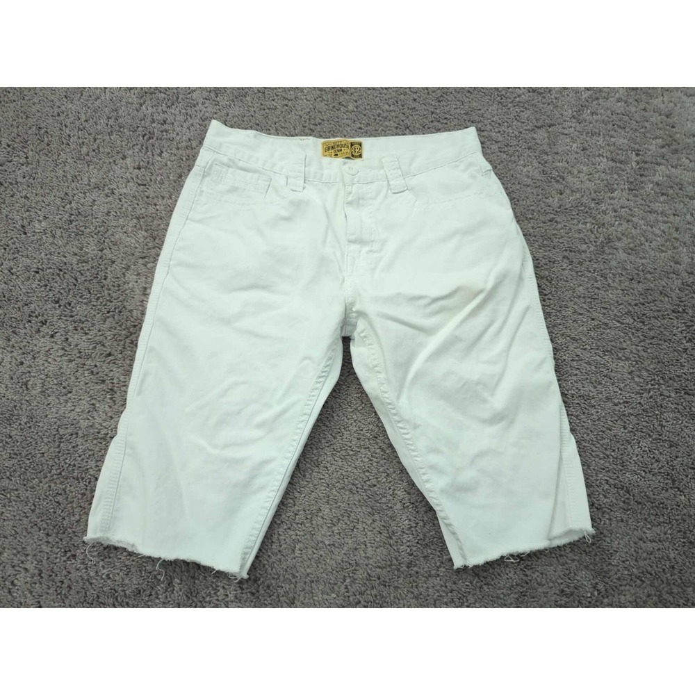 Grindhouse‎ Denim Shorts Mens 32 White Inseam: 13.5" Bermuda 100%Cotton Cutoff